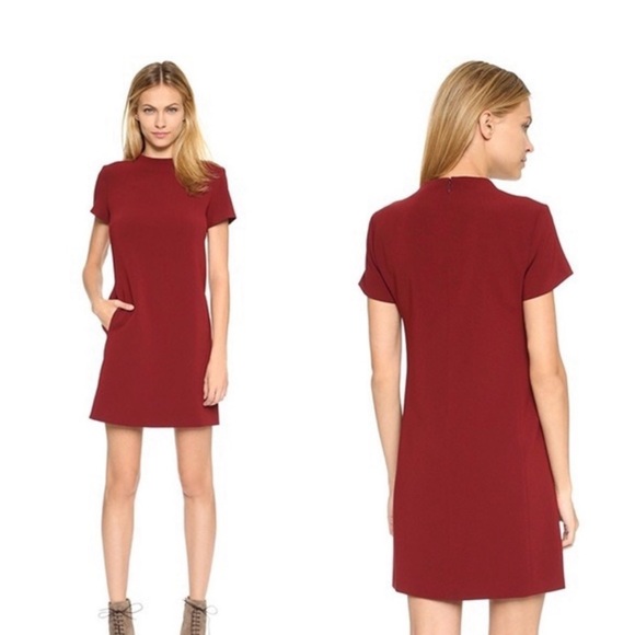 Theory Jasneah Admiral Crepe Burgundy Shift Dress Size 4 - Picture 1 of 12